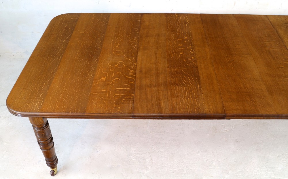 Victorian Oak Extending Dining Table & 3 Leaves, 10ft/seats 12 View XXI