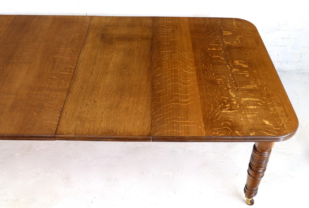 Victorian Oak Extending Dining Table & 3 Leaves, 10ft/seats 12 View XXV