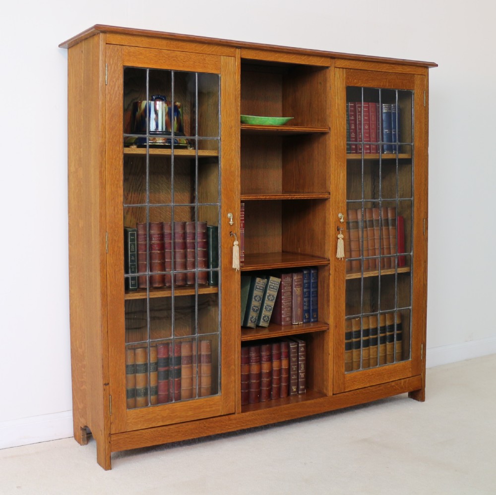 Arts & Crafts Oak Bookcase Cabinet attributed to Liberty & Co