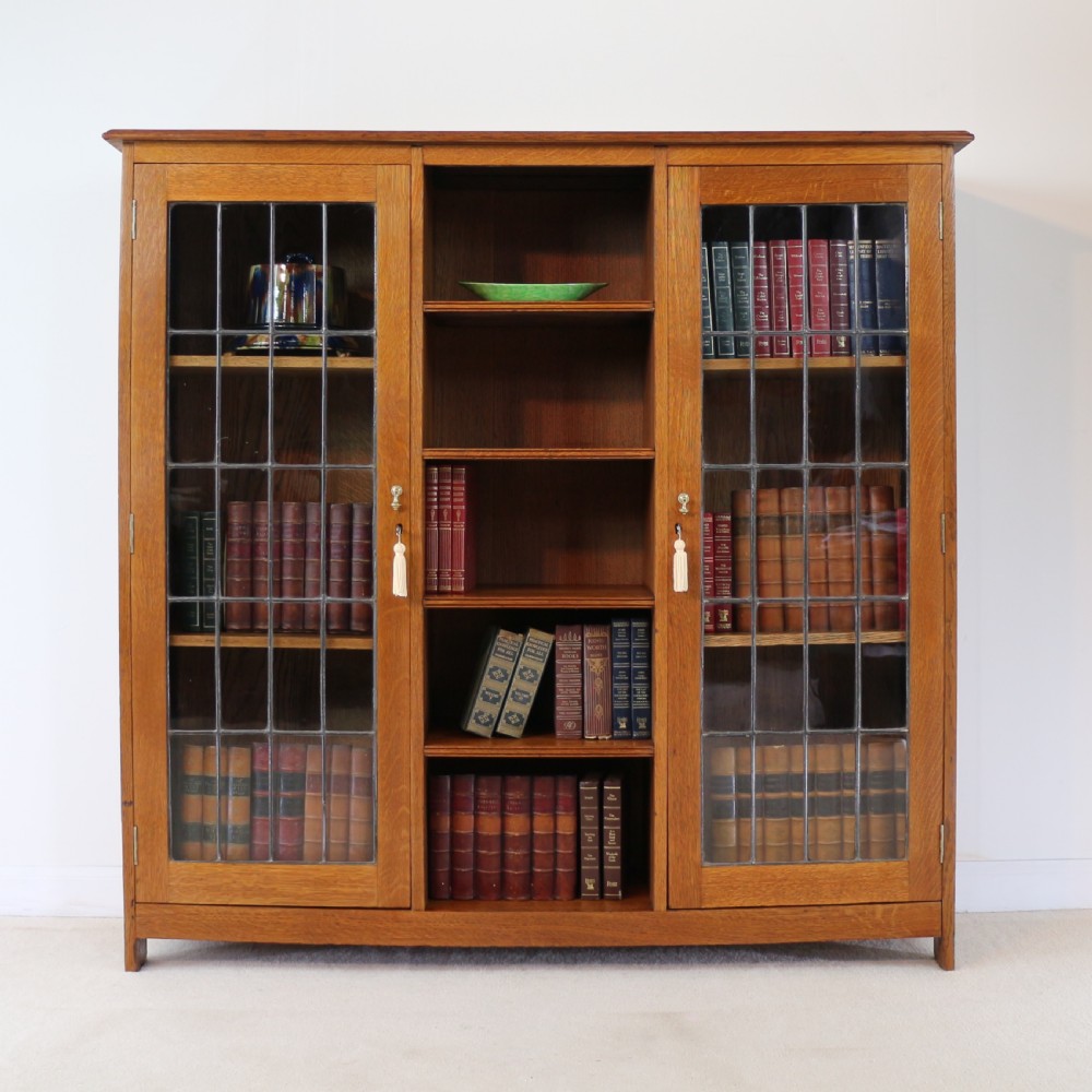 Arts & Crafts Oak Bookcase Cabinet attributed to Liberty & Co View II