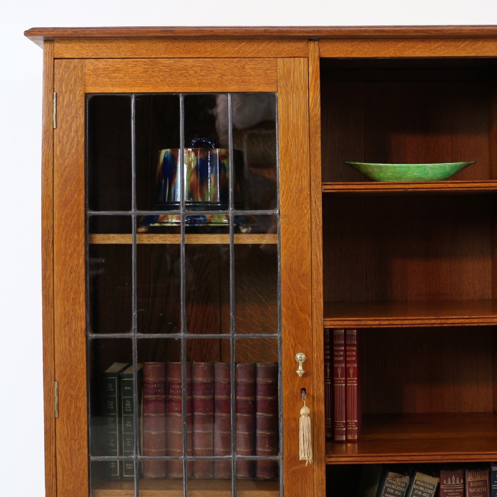 Arts & Crafts Oak Bookcase Cabinet attributed to Liberty & Co View IV