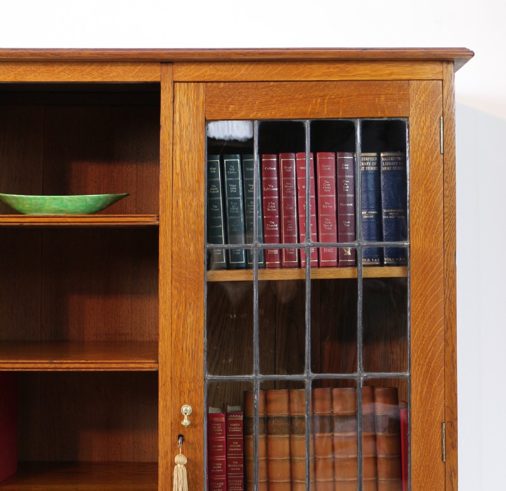 Arts & Crafts Oak Bookcase Cabinet attributed to Liberty & Co View V