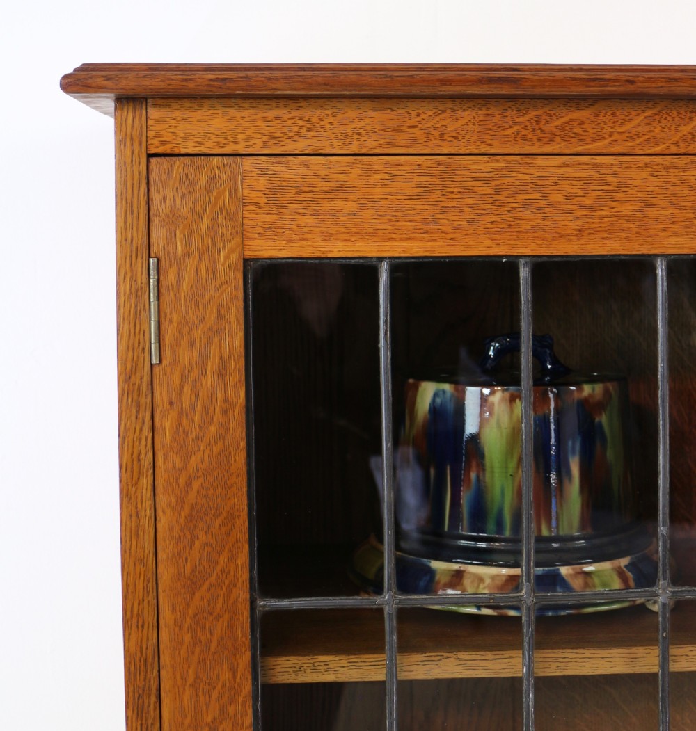 Arts & Crafts Oak Bookcase Cabinet attributed to Liberty & Co View VI