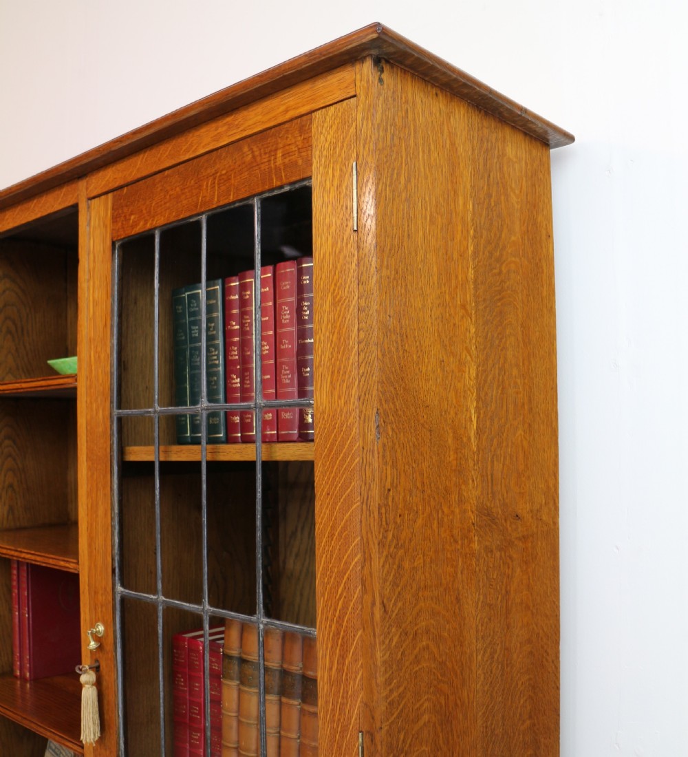 Arts & Crafts Oak Bookcase Cabinet attributed to Liberty & Co View XIX
