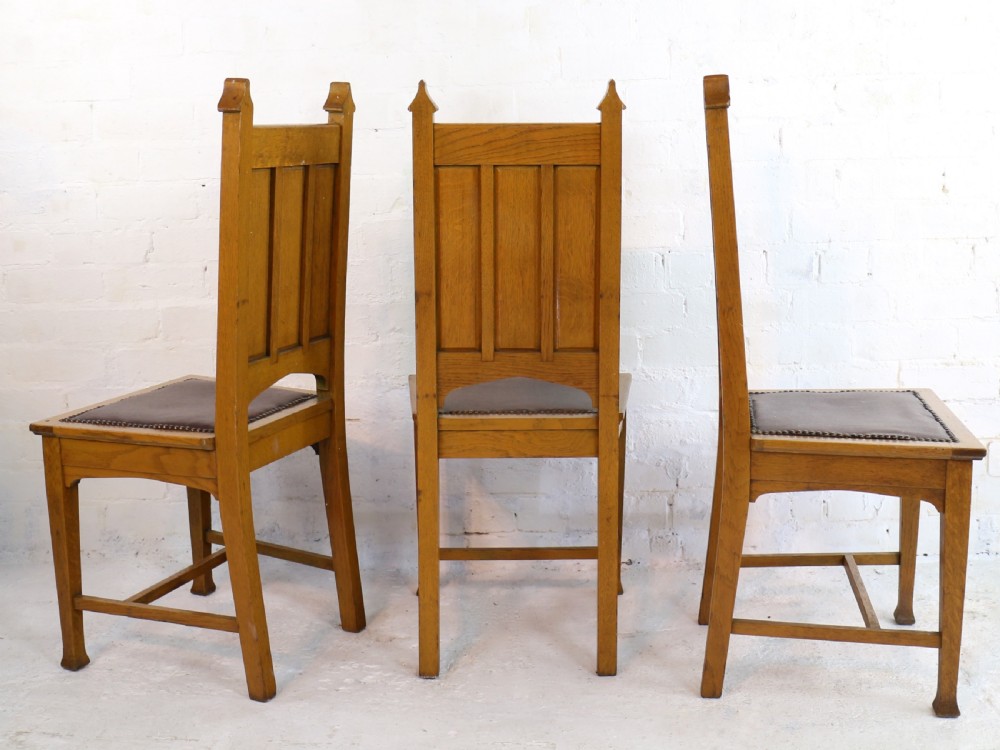 Set of Twelve Gothic Revival Arts & Crafts Oak Dining Chairs, Attributed to Shapland & Petter (12) View VI