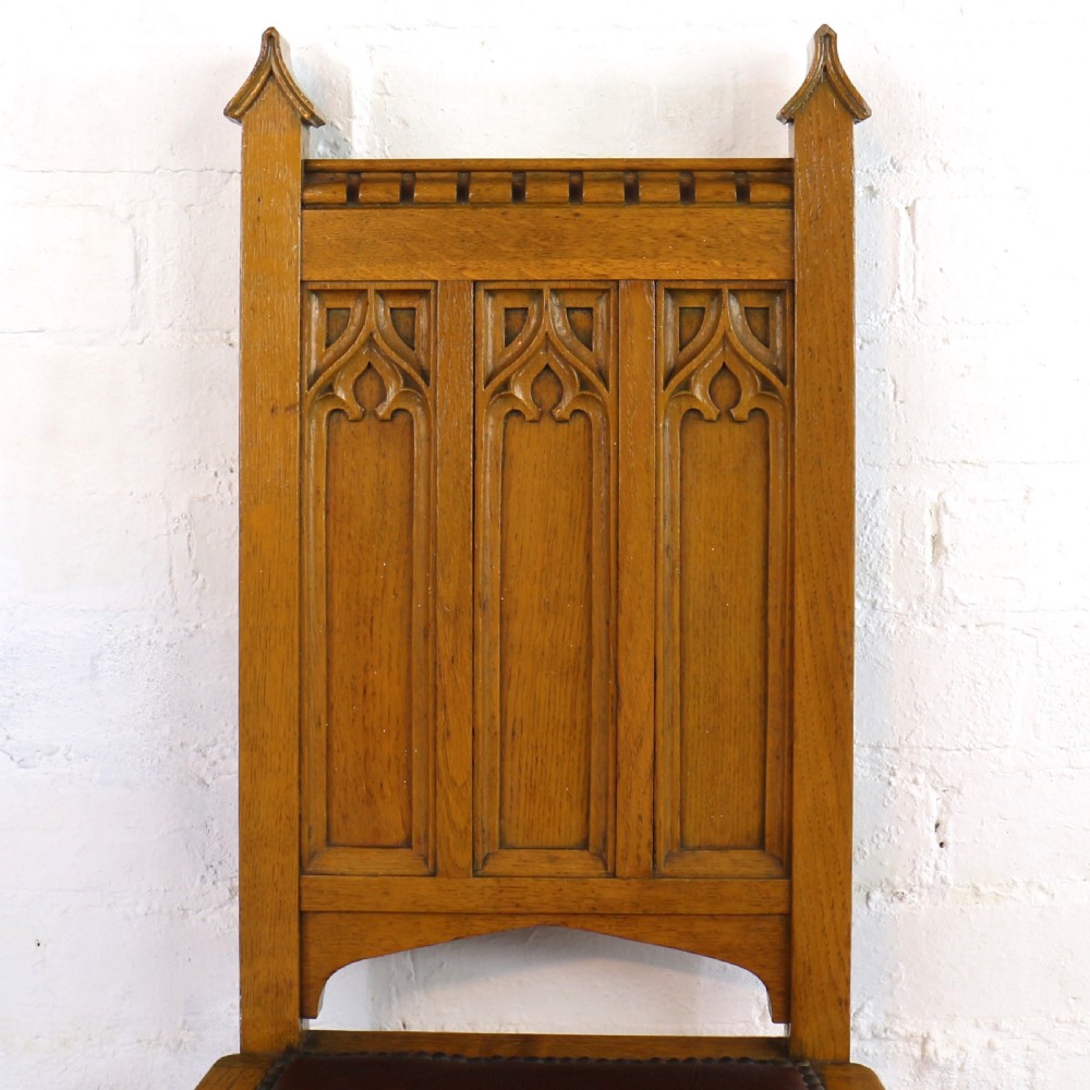 Set of Twelve Gothic Revival Arts & Crafts Oak Dining Chairs, Attributed to Shapland & Petter (12) View IX
