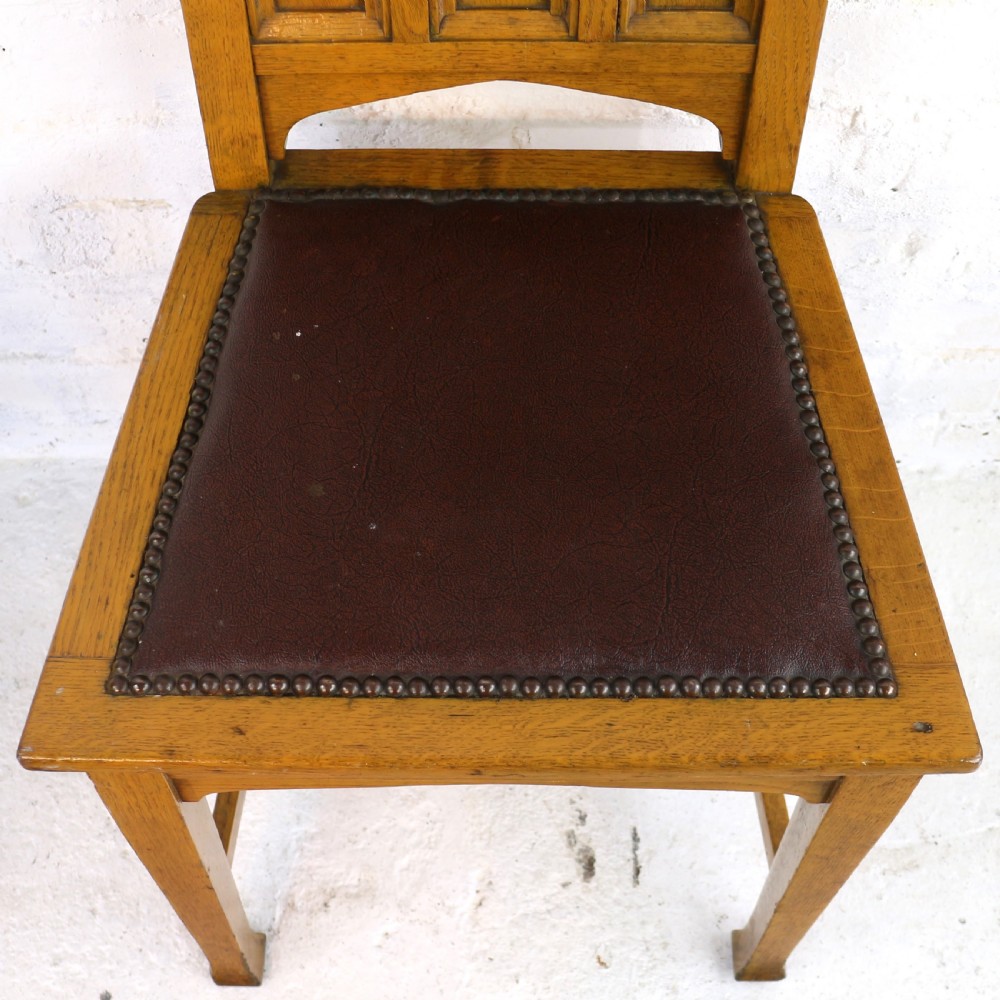 Set of Twelve Gothic Revival Arts & Crafts Oak Dining Chairs, Attributed to Shapland & Petter (12) View XI