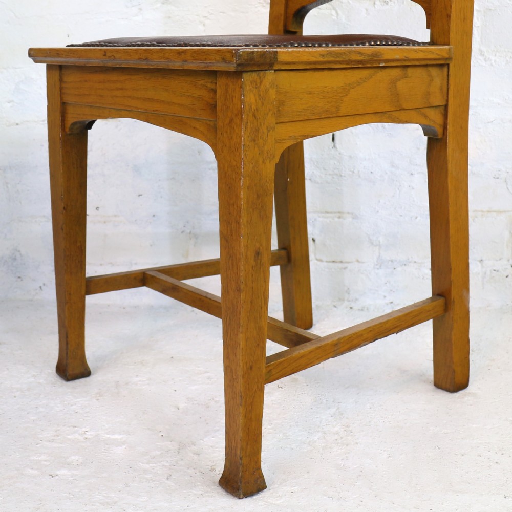 Set of Twelve Gothic Revival Arts & Crafts Oak Dining Chairs, Attributed to Shapland & Petter (12) View XII