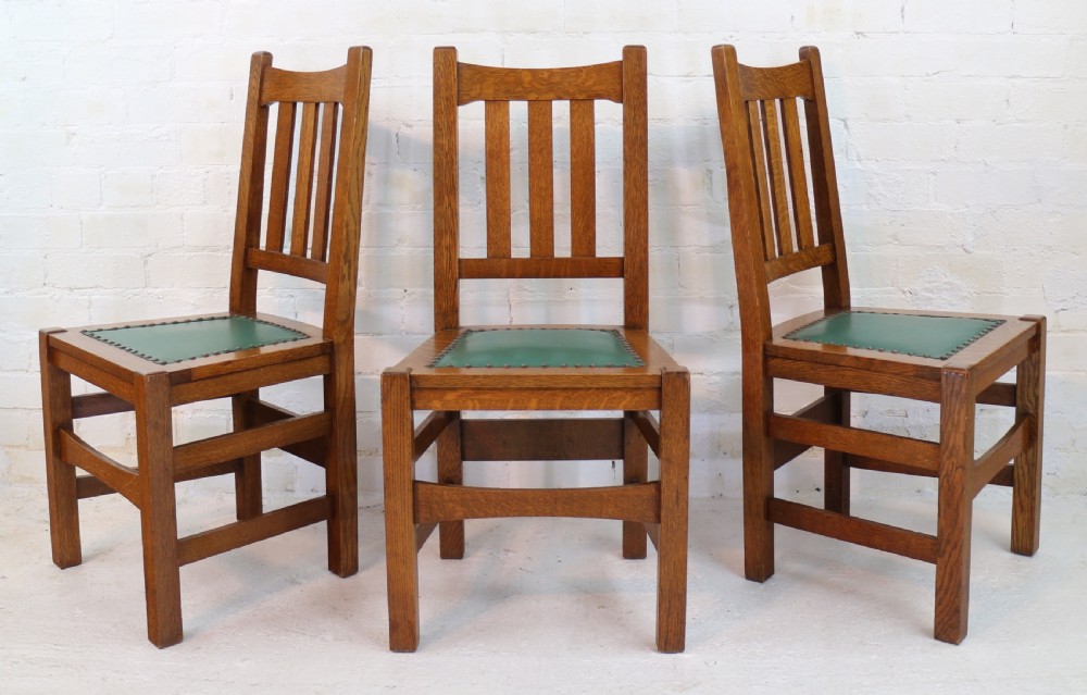 Set of Eight American Arts & Crafts Mission Oak Dining Chairs by Stickley Brothers (8) View IV
