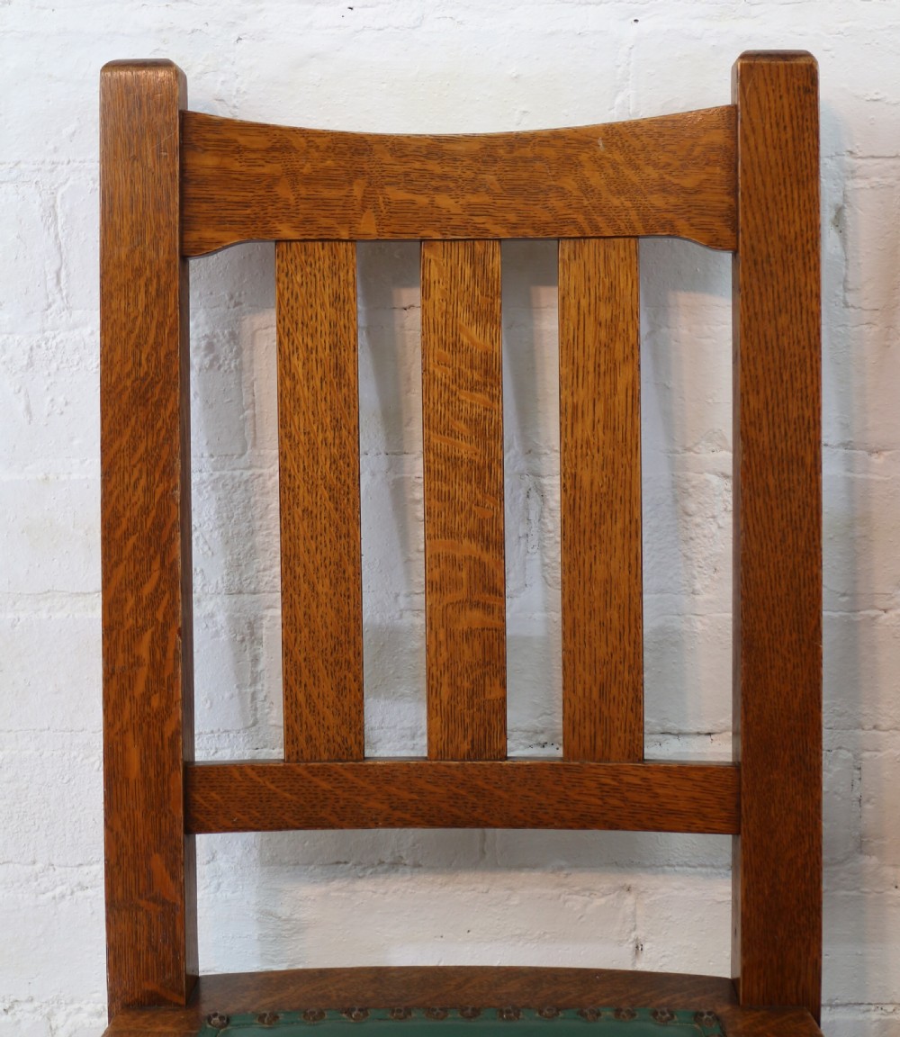 Set of Eight American Arts & Crafts Mission Oak Dining Chairs by Stickley Brothers (8) View VIII
