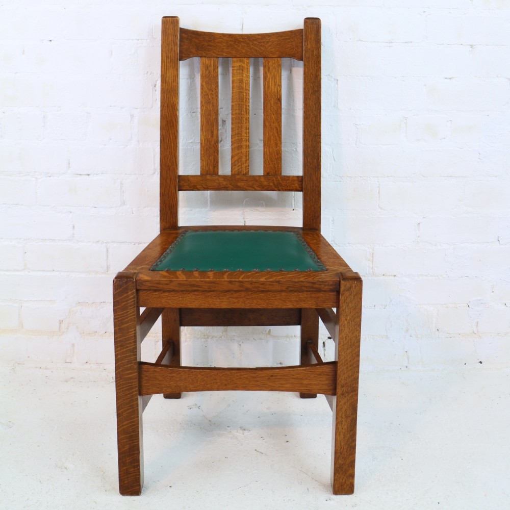 Set of Eight American Arts & Crafts Mission Oak Dining Chairs by Stickley Brothers (8) View IX