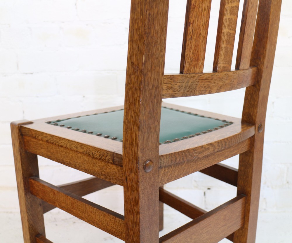 Set of Eight American Arts & Crafts Mission Oak Dining Chairs by Stickley Brothers (8) View XI