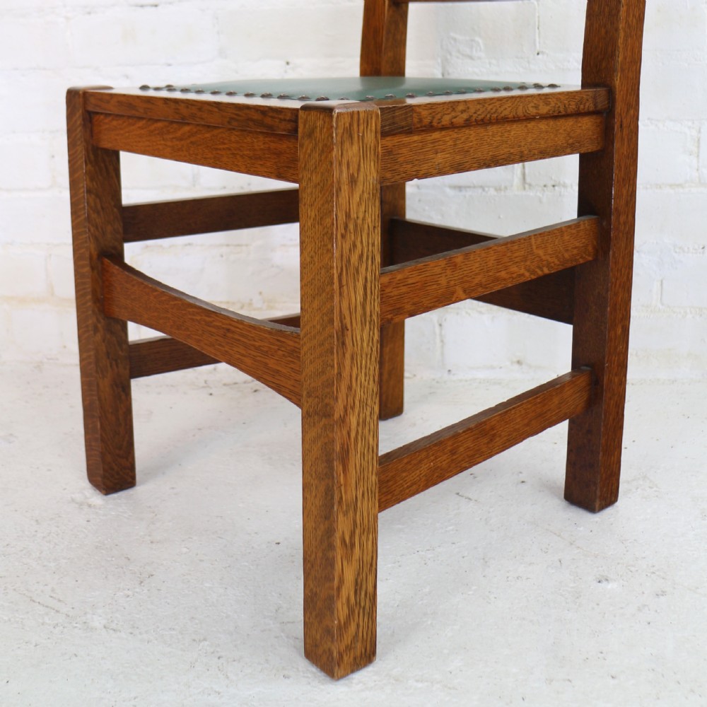 Set of Eight American Arts & Crafts Mission Oak Dining Chairs by Stickley Brothers (8) View XII