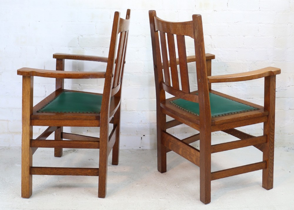 Set of Eight American Arts & Crafts Mission Oak Dining Chairs by Stickley Brothers (8) View XVI