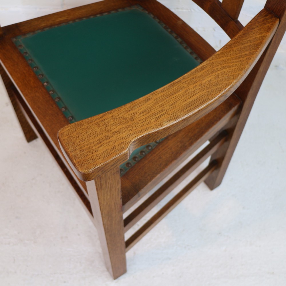 Set of Eight American Arts & Crafts Mission Oak Dining Chairs by Stickley Brothers (8) View XIX