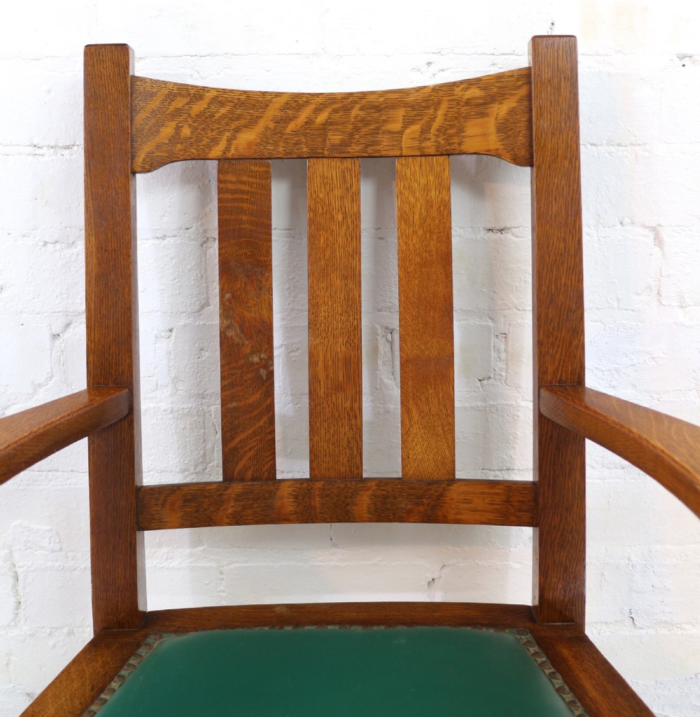 Set of Eight American Arts & Crafts Mission Oak Dining Chairs by Stickley Brothers (8) View XX