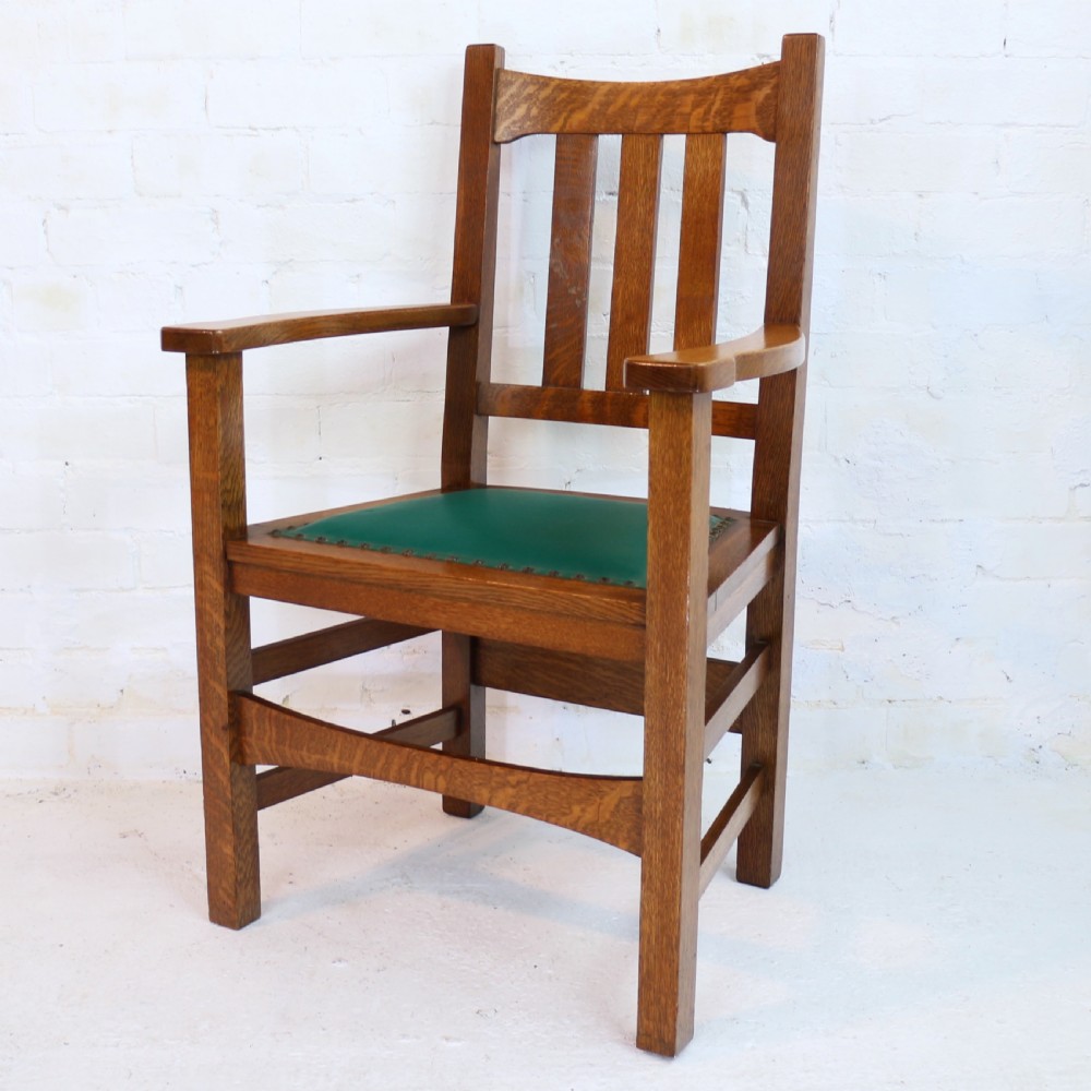 Set of Eight American Arts & Crafts Mission Oak Dining Chairs by Stickley Brothers (8) View XXIII