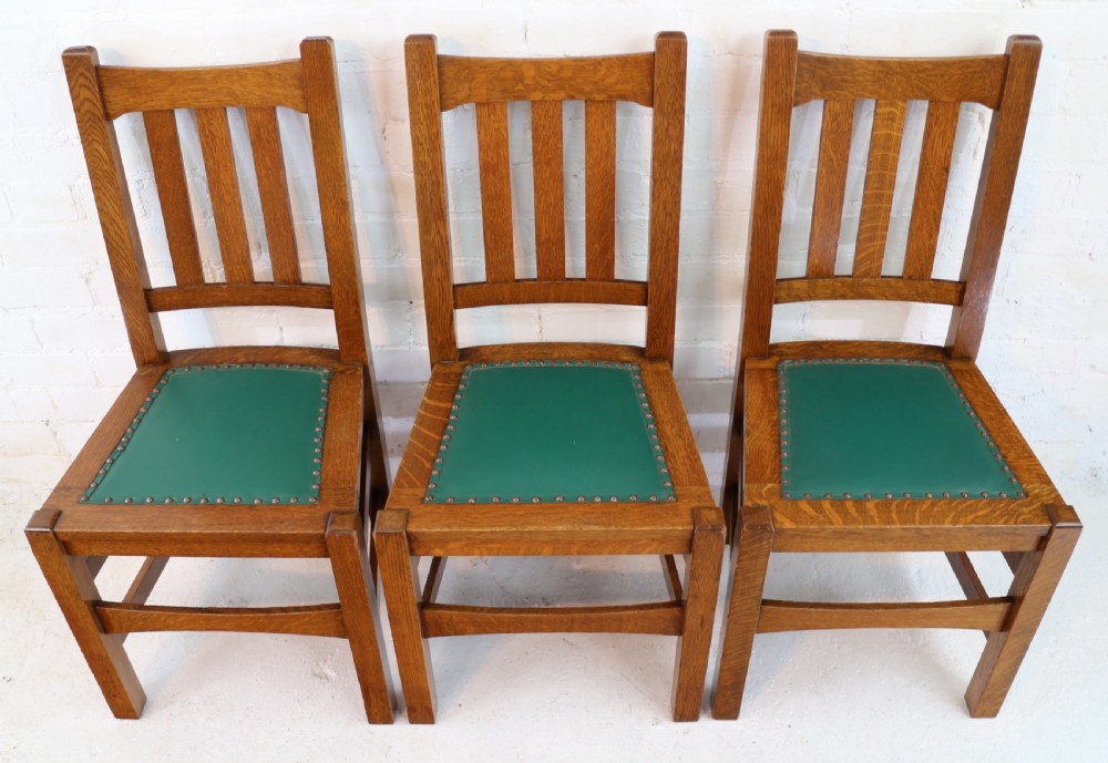 Set of Eight American Arts & Crafts Mission Oak Dining Chairs by Stickley Brothers (8) View XXVI