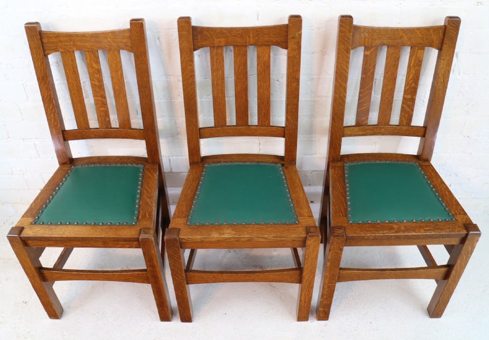 Set of Eight American Arts & Crafts Mission Oak Dining Chairs by Stickley Brothers (8) View XXVIII