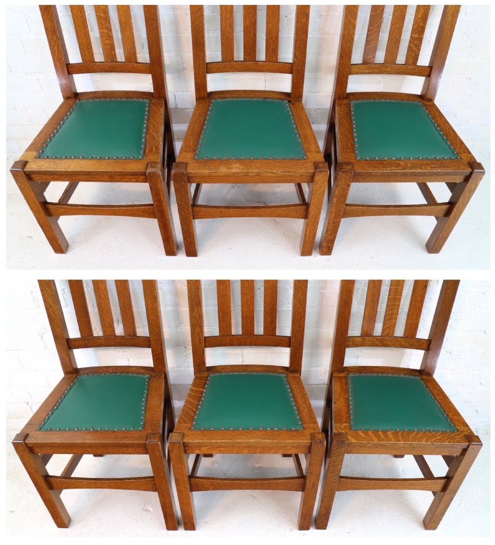 Set of Eight American Arts & Crafts Mission Oak Dining Chairs by Stickley Brothers (8) View XXX