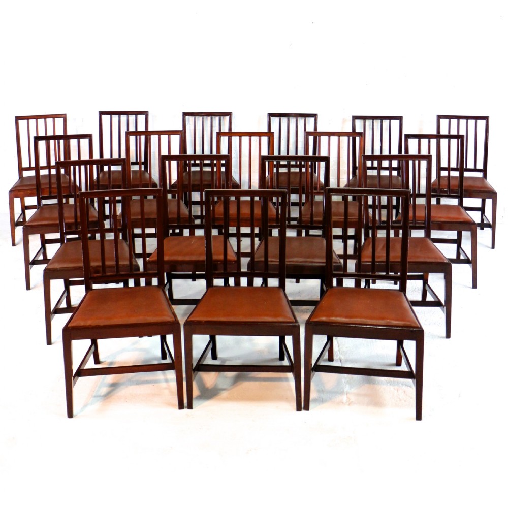 Set of Eighteen 19th century Mahogany Square Back Dining Chairs