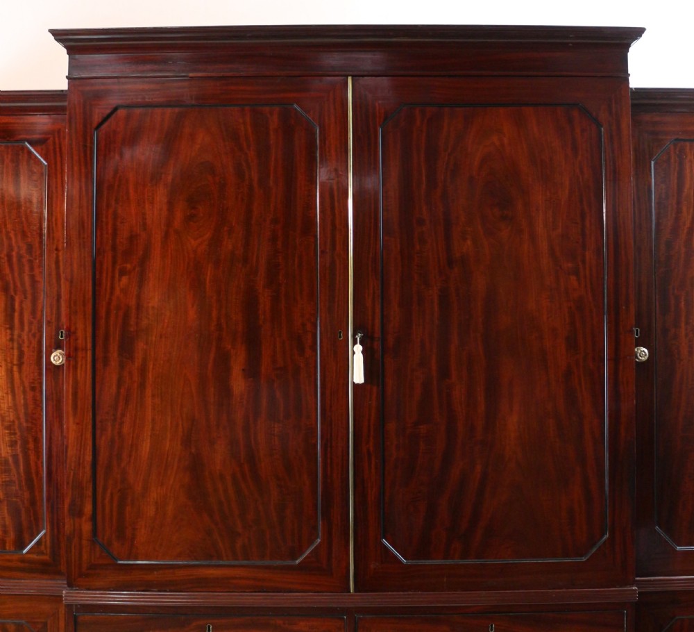 Regency Mahogany Gentleman’s Breakfront Linen Press Wardrobe View VIII