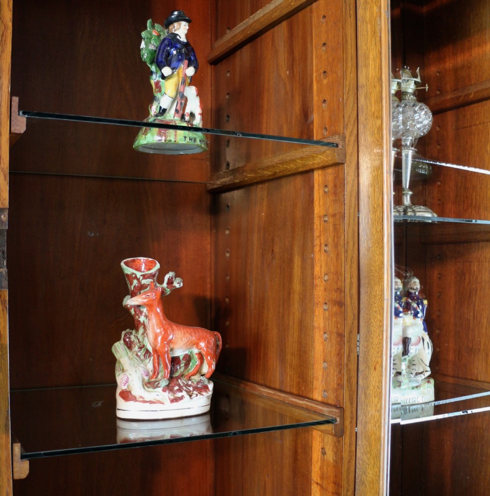 Victorian Art Nouveau Oak Breakfront Bookcase Attributed to Maple & Co View XXVIII