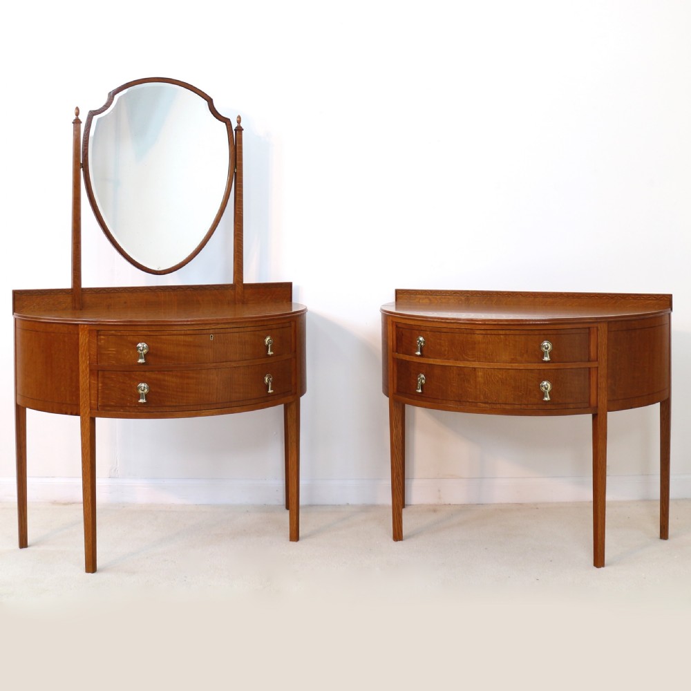 Pair of Arts & Crafts Oak Inlaid Dressing Chests by Shapland & Petter