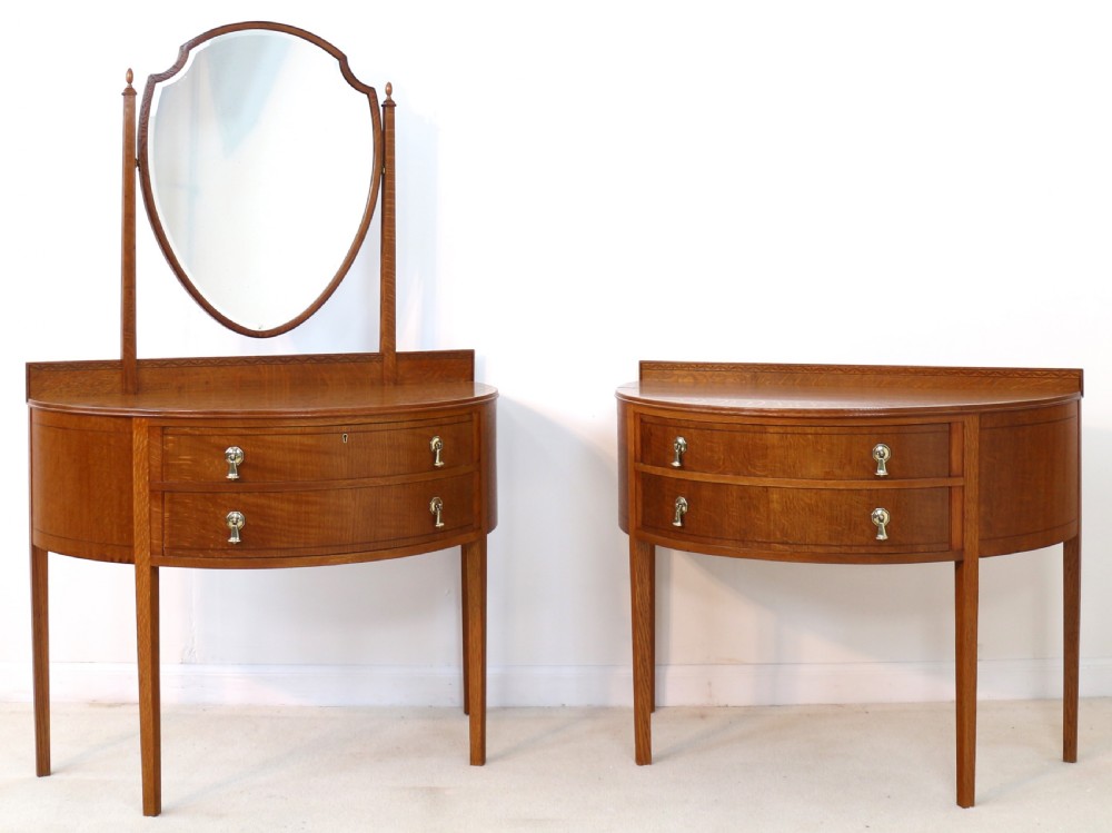 Pair of Arts & Crafts Oak Inlaid Dressing Chests by Shapland & Petter View II