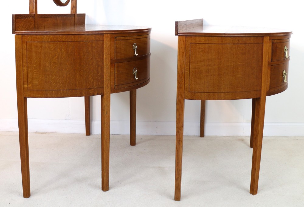 Pair of Arts & Crafts Oak Inlaid Dressing Chests by Shapland & Petter View V