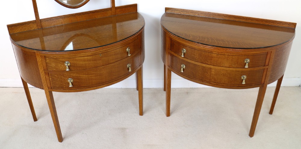 Pair of Arts & Crafts Oak Inlaid Dressing Chests by Shapland & Petter View VI