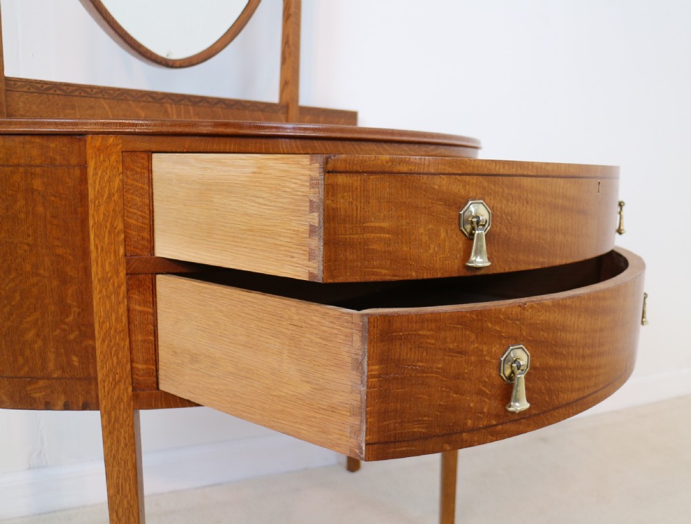 Pair of Arts & Crafts Oak Inlaid Dressing Chests by Shapland & Petter View XII