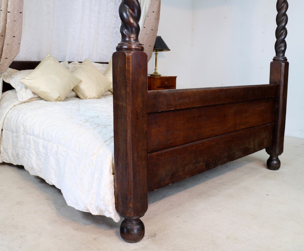 Victorian Arts & Crafts Oak Four Poster King Size Bed View IV