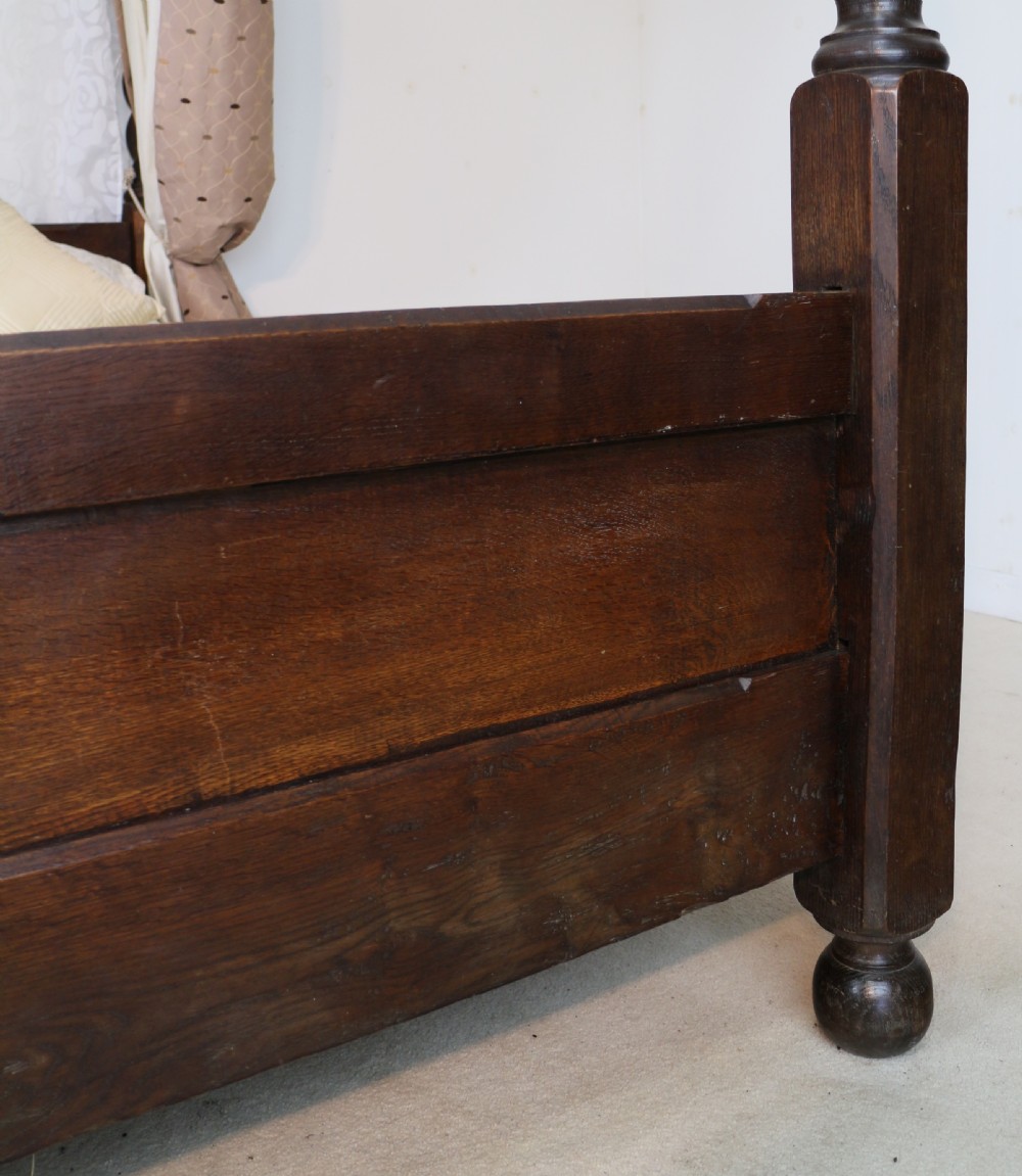 Victorian Arts & Crafts Oak Four Poster King Size Bed View VI