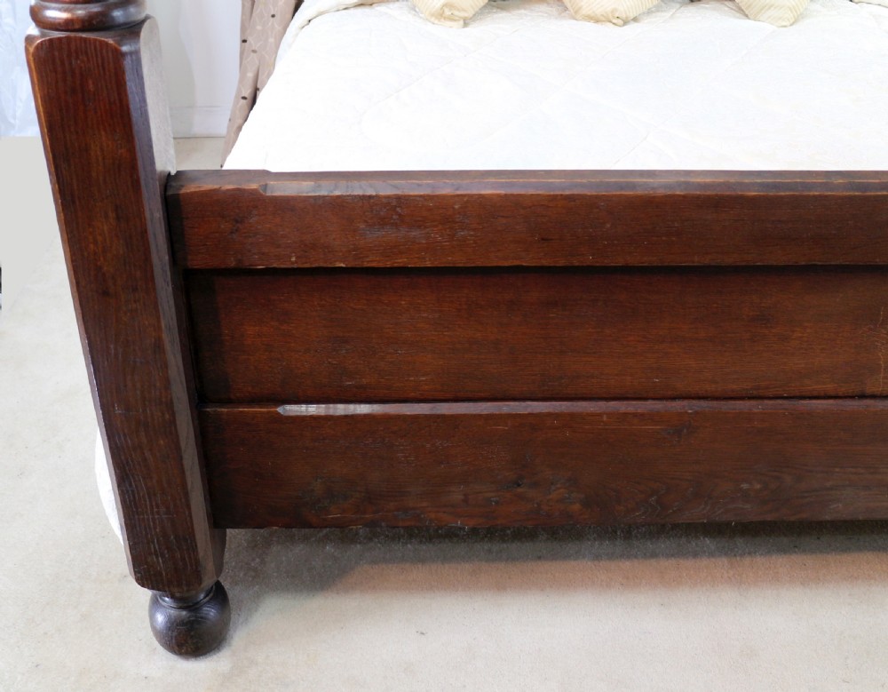 Victorian Arts & Crafts Oak Four Poster King Size Bed View VIII