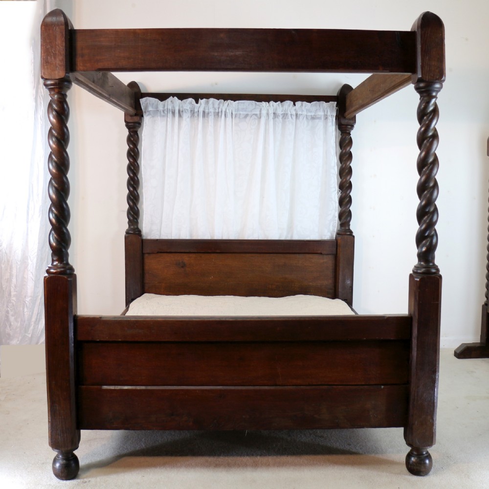 Victorian Arts & Crafts Oak Four Poster King Size Bed View XVIII
