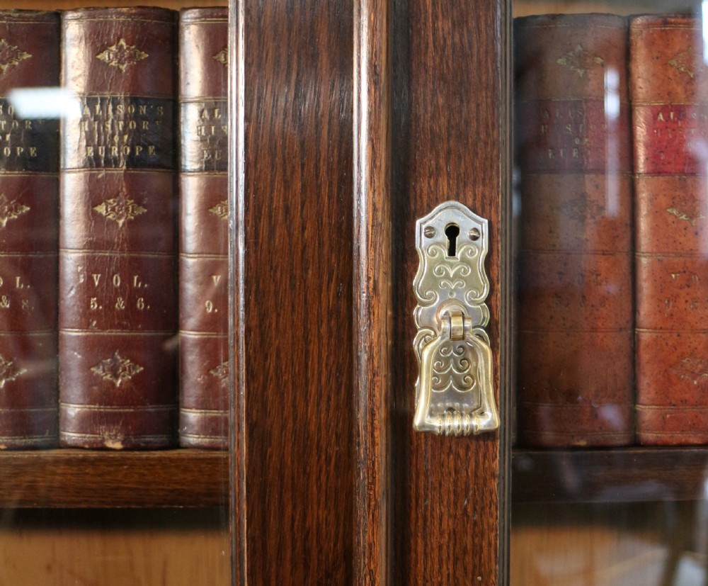 Large Victorian Carved Oak Elizabethan Revival Breakfront Bookcase by Wylie & Lochhead View X