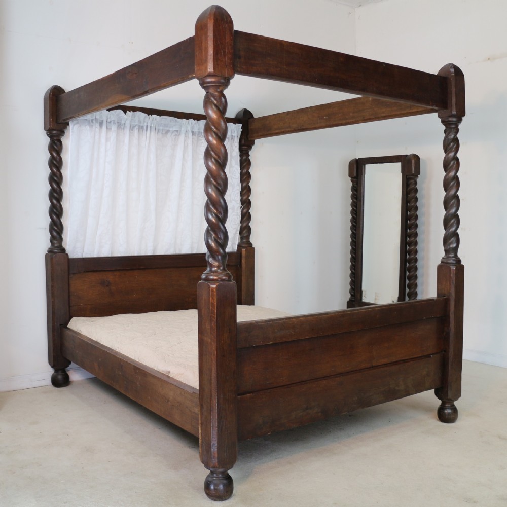 Victorian Oak Barley Twist Cheval Mirror View VIII