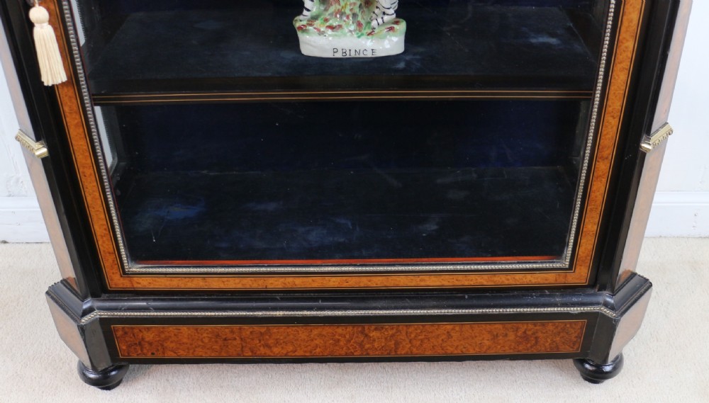 Pair of Victorian Gilt Metal Mounted, Ebonised and Amboyna Inlaid Pier Display Cabinets View XXI