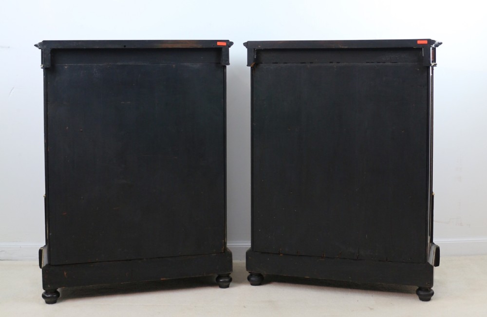 Pair of Victorian Gilt Metal Mounted, Ebonised and Amboyna Inlaid Pier Display Cabinets View XXX