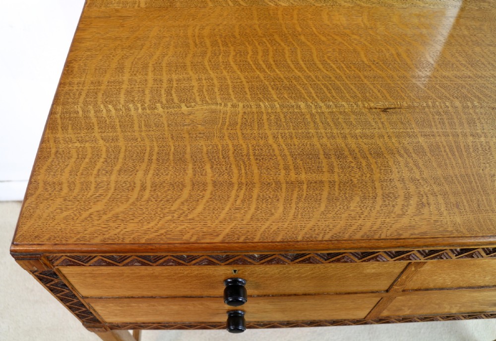 Arts & Crafts Cotswold School Oak Chest & Dressing Table Attributed to Bath Cabinet Makers View XV