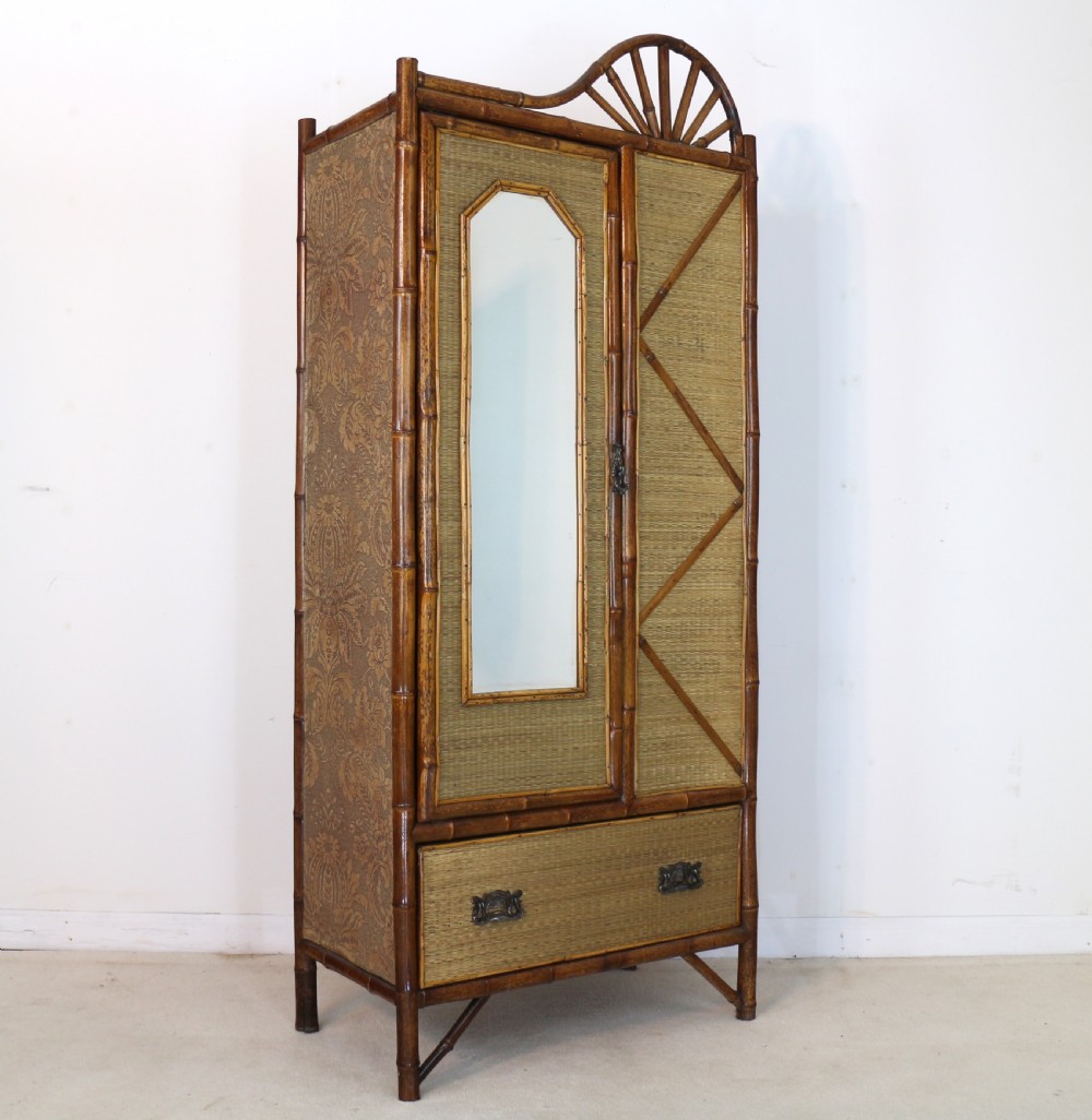 Victorian 'Japanese Style' Bamboo & Rattan Bedroom Suite with Wardrobe, Dressing Table & Washstand View III