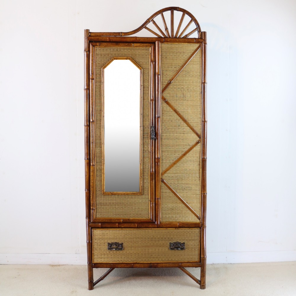 Victorian 'Japanese Style' Bamboo & Rattan Bedroom Suite with Wardrobe, Dressing Table & Washstand View IV
