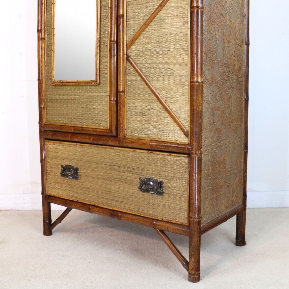 Victorian 'Japanese Style' Bamboo & Rattan Bedroom Suite with Wardrobe, Dressing Table & Washstand View V