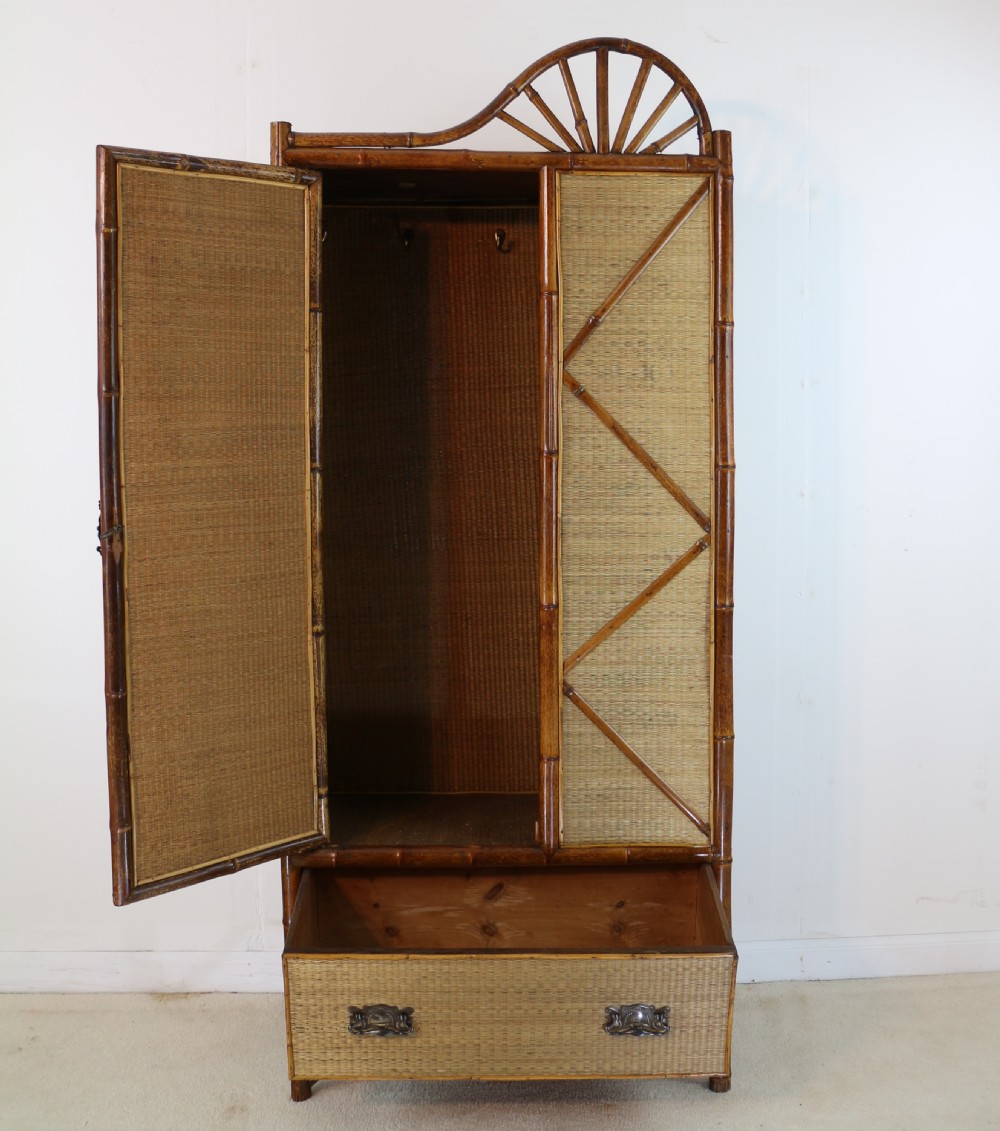 Victorian 'Japanese Style' Bamboo & Rattan Bedroom Suite with Wardrobe, Dressing Table & Washstand View IX