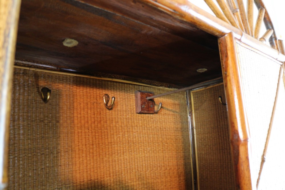 Victorian 'Japanese Style' Bamboo & Rattan Bedroom Suite with Wardrobe, Dressing Table & Washstand View X