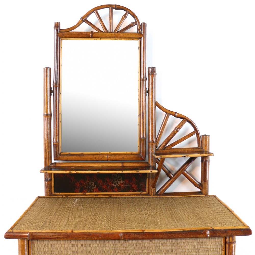 Victorian 'Japanese Style' Bamboo & Rattan Bedroom Suite with Wardrobe, Dressing Table & Washstand View XIII