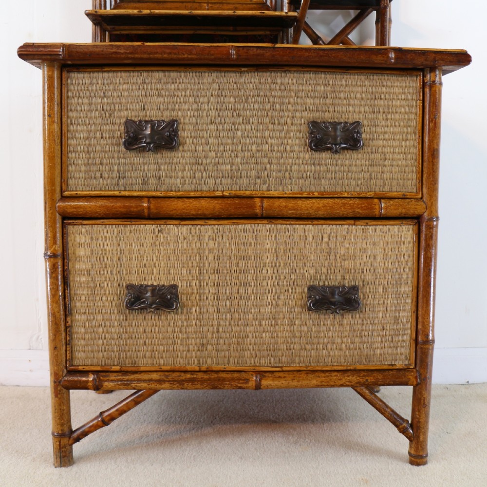 Victorian 'Japanese Style' Bamboo & Rattan Bedroom Suite with Wardrobe, Dressing Table & Washstand View XIV