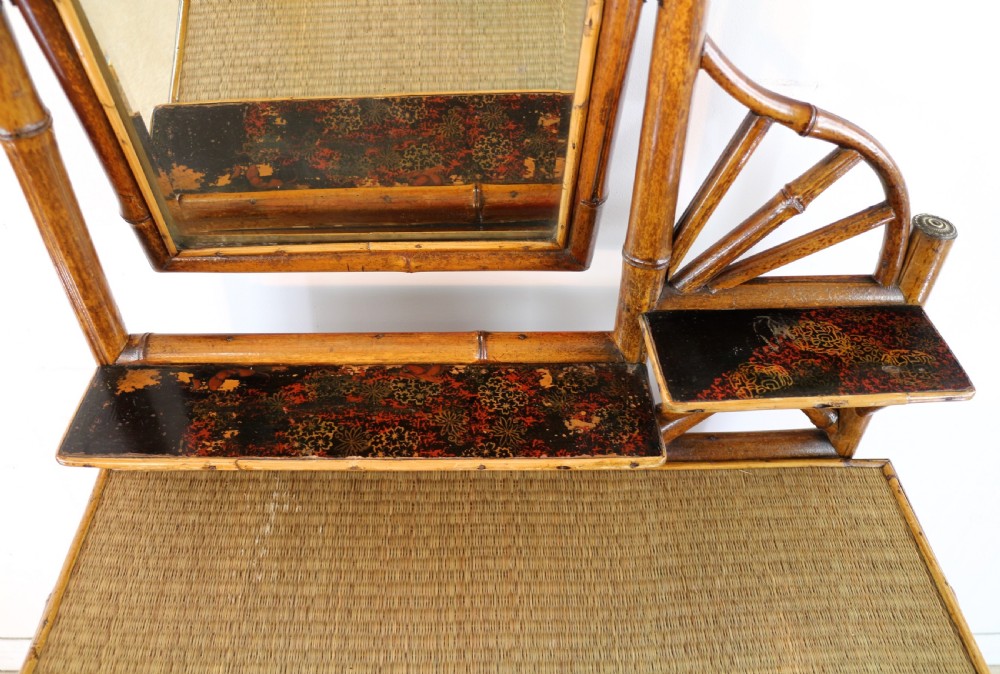 Victorian 'Japanese Style' Bamboo & Rattan Bedroom Suite with Wardrobe, Dressing Table & Washstand View XVI