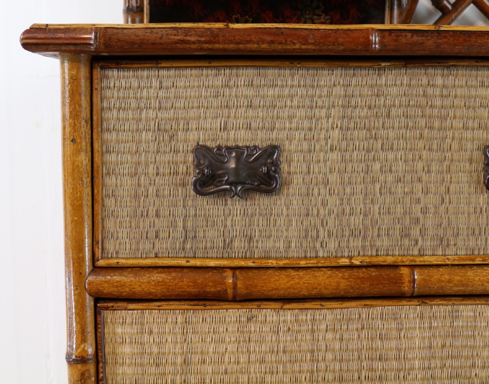 Victorian 'Japanese Style' Bamboo & Rattan Bedroom Suite with Wardrobe, Dressing Table & Washstand View XVII